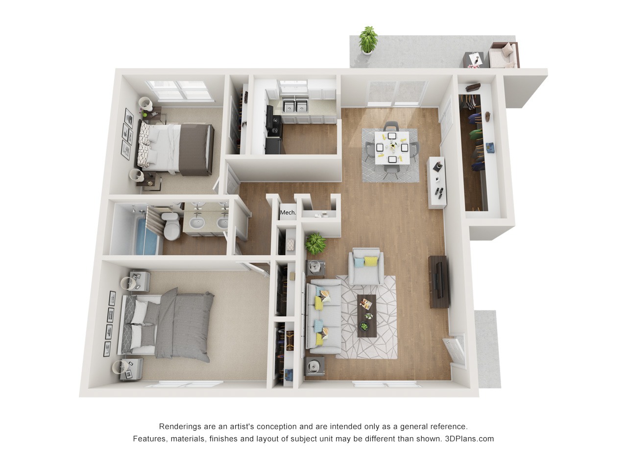 2 BED / 1 BATH Image